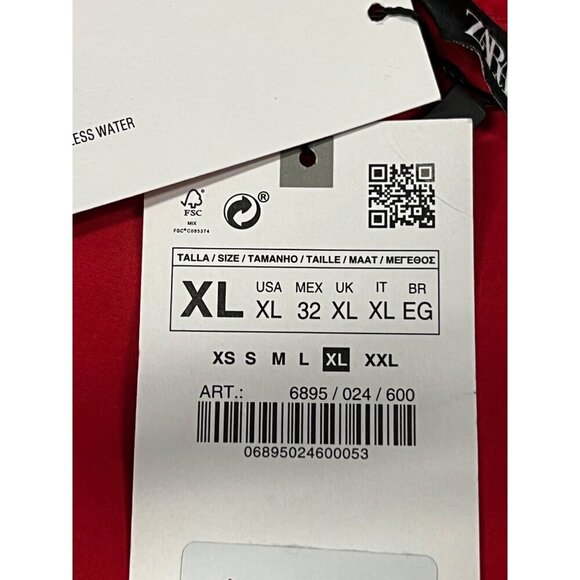 Zara Red Embroidered V-Neck Midi Shift Dress Size XL Extra Large Women NWT New - Picture 9 of 10